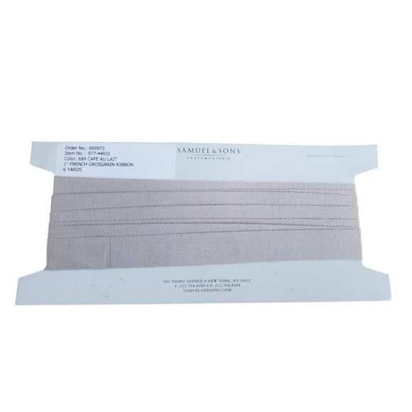 Samuel & Sons 3.5 Yards French Grosgrain Fabric Ribbon 1" Cafe Au Lait Trimming - Picture 3 of 8